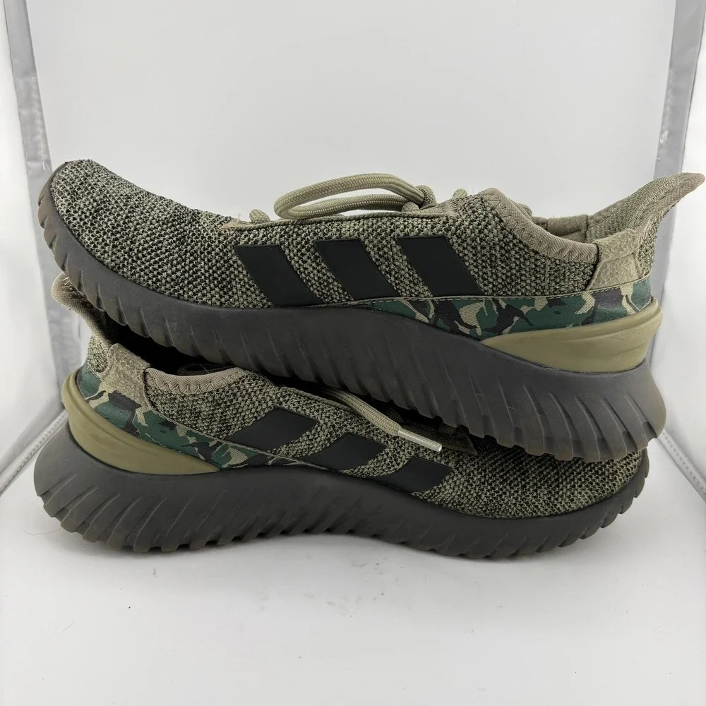 Adidas Kaptir 2.0 Cloudfoam Mens 10 Green Camo Knit Running Sneakers Athletic